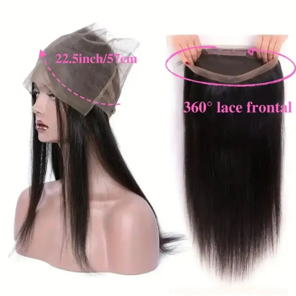 Raw Top Quality Virgin Human Hair 16” 360 Lace Frontal - Picture 3 of 13